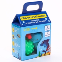 Набор для ванны &laquo;Дельфин&raquo;, мочалка с игрушкой, 2 тактильных мячика, Крошка Я