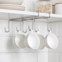 Держатель для кружек подвесной на 6 предметов, 16×27×10 см, цвет хром зеркальный Держатель для кружек подвесной на 6 предметов, 16×27×10 см, цвет хром зеркальный