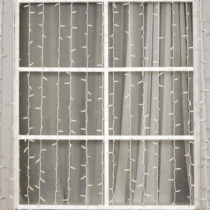 Гирлянда &laquo;Занавес&raquo; 2 &times; 9 м, IP65, УМС, белая нить, 1800 LED, свечение белое, 220 В