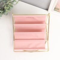 Подставка для мелочей металл, кожзам 4 яруса "Сканди" розовая 20,5х20х14,5 см