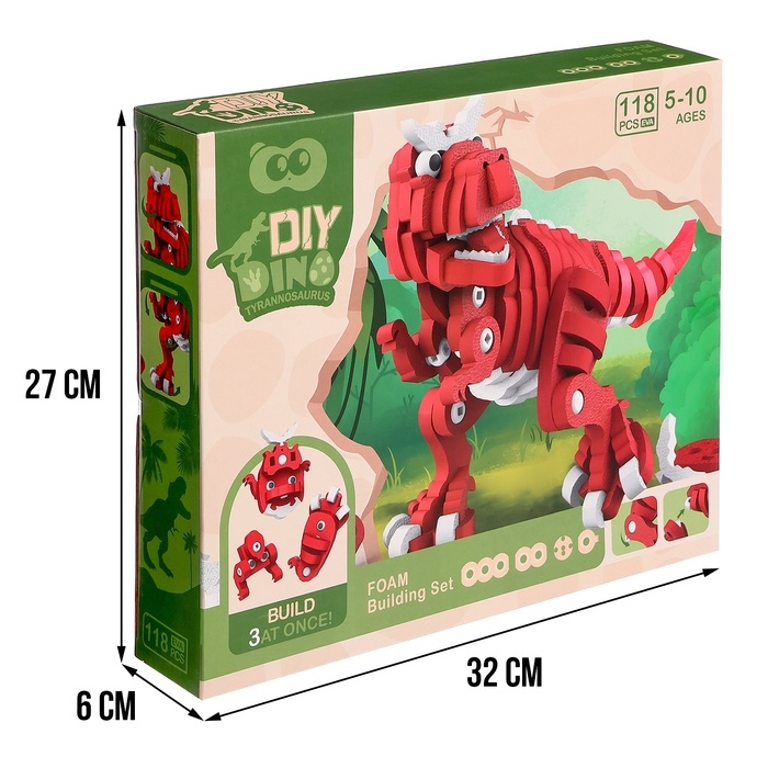 Конструктор &laquo;Тиранозавр&raquo;, мягкий, материал EVA, 118 деталей