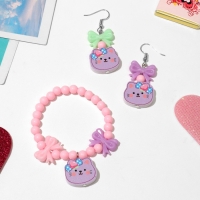 Набор детский &laquo;Выбражулька&raquo; 2 предмета: серьги, браслет, кошечка, цвет МИКС