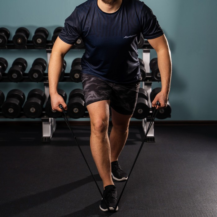 Эспандер ONLYTOP для лыжника, боксёра, двойная резина с жёсткими ручками Эспандер ONLYTOP для лыжника, боксёра, двойная резина с жёсткими ручками