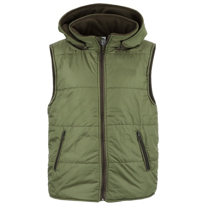 Жилет утепленный на молнии с капюшоном, ткань дюспо, цвет хаки, р 48-50 Жилет утепленный на молнии с капюшоном, ткань дюспо, цвет хаки, р 48-50