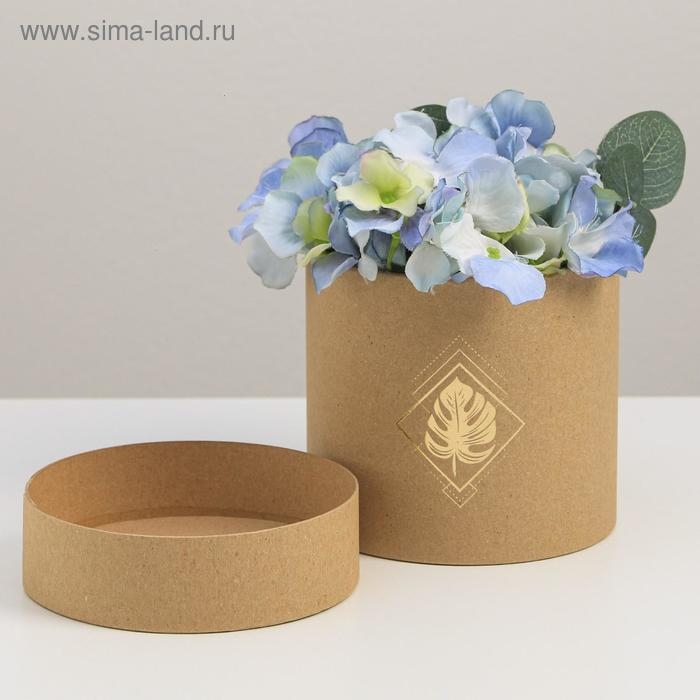 Коробка подарочная шляпная из крафта, упаковка, &laquo;Лист&raquo;, 12 х 12 см