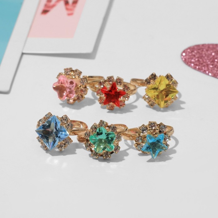 Кольца детские набор 36шт &laquo;Выбражулька&raquo; геометрия, форма МИКС, цвет МИКС в золоте, б-р