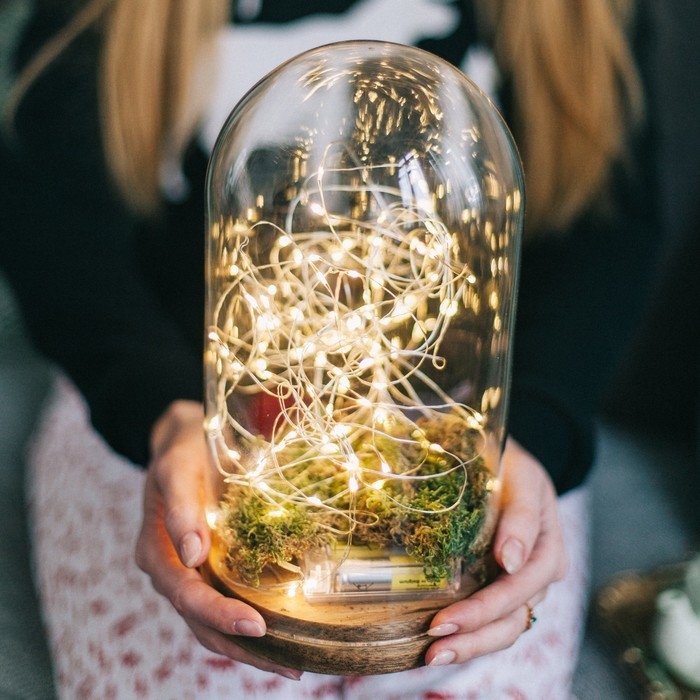 Гирлянда &laquo;Нить&raquo; 5 м роса, IP65, серебристая нить, 50 LED, 8 режимов, батарейки AAх3 (нет в комплекте), свечение тёплое белое