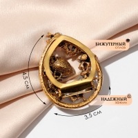 Зажим для платка &laquo;Капля&raquo; грации, цветной в чернёном золоте