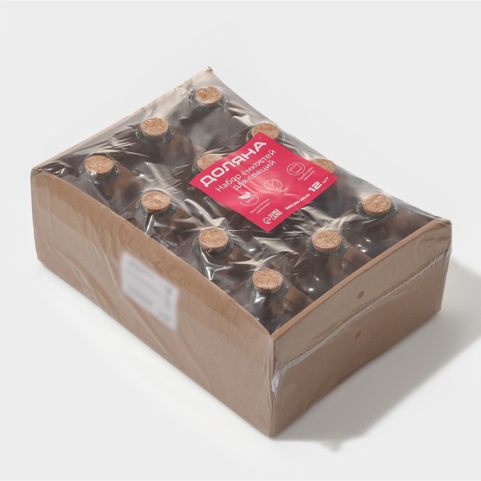 Набор стеклянных баночек для сыпучих продуктов с пробковой крышкой Доляна &laquo;Парфе&raquo;, 125 мл, 5,8&times;10,4 см, 12 шт