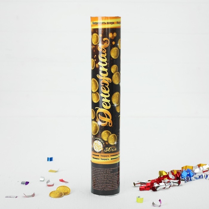 Хлопушка пневматическая «Денежная», фольга, серпантин, вложения, 30 см Хлопушка пневматическая «Денежная», фольга, серпантин, вложения, 30 см