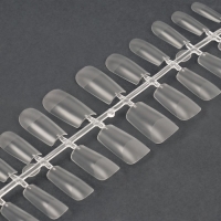 Гелевые типсы для наращивания ногтей, 240 шт, форма мягкий квадрат, полное матовое покрытие, в контейнере, цвет прозрачный