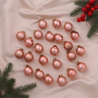 Набор шаров пластик d-3 см, 24 шт "Диско ассорти" розовое золото Набор шаров пластик d-3 см, 24 шт "Диско ассорти" розовое золото