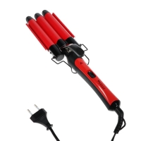 Плойка KELLI KL-1247, 65 Вт, керамическое покрытие, тройная, красно-чёрная Плойка KELLI KL-1247, 65 Вт, керамическое покрытие, тройная, красно-чёрная