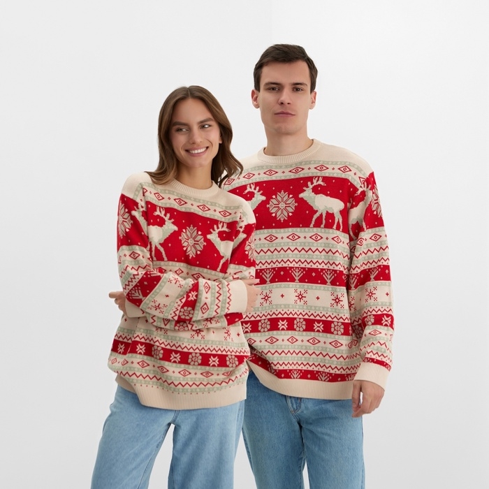 Новый год. Джемпер вязаный KAFTAN Scandinavia размер 56, красный Новый год. Джемпер вязаный KAFTAN Scandinavia размер 56, красный