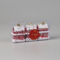Украшение ёлочное "Праздничный домик" (набор 3 шт) 8х4,5 см, красно-белый