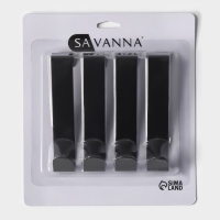Крючки надверные SAVANNA Black Loft, 4 шт, металл, 3&times;12&times;2,2, цвет чёрный