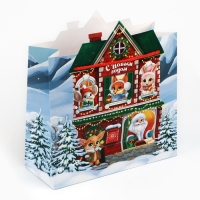 Пакет подарочный новогодний &laquo;Новогодний домик&raquo;, 25 х 27 х 10 см , Новый год