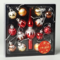 Набор украшений пластик 15 шт "Сочельник" искра, d-3 см, наконечник 13 см Набор украшений пластик 15 шт "Сочельник" искра, d-3 см, наконечник 13 см