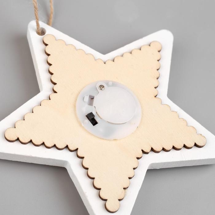 Ёлочная игрушка &laquo;Звезда с оленем&raquo;, от батареек, свечение тёплое белое
