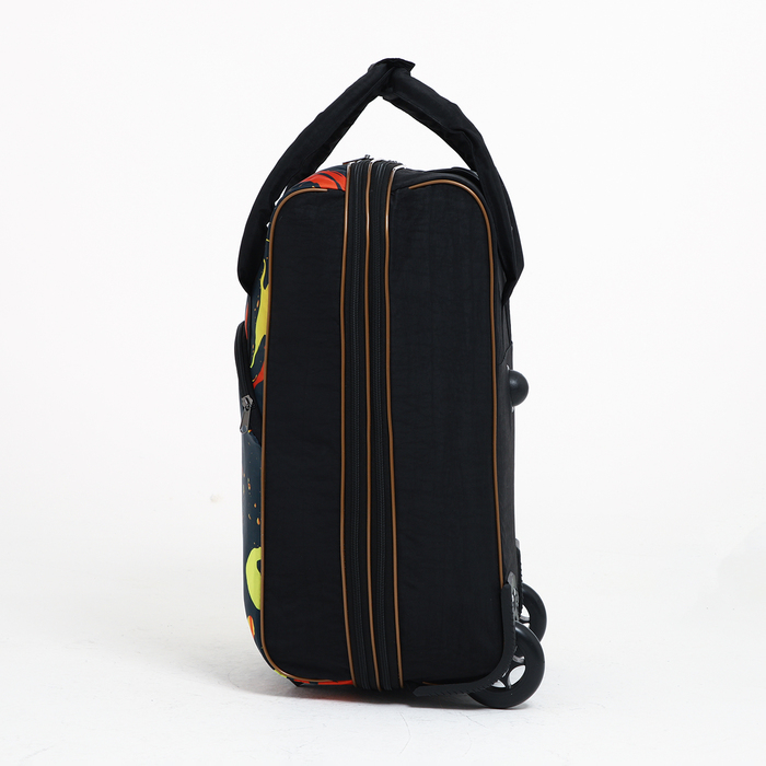 Чемодан малый 37 л (S) с сумкой, отдел на молнии, с расширением, цвет чёрный