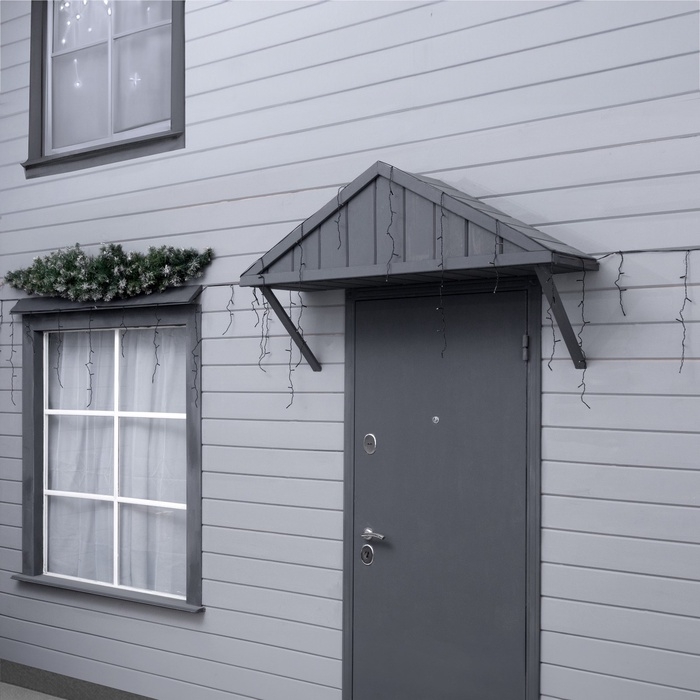 Гирлянда &laquo;Бахрома&raquo; 6 &times; 0.7 м, IP44, УМС, тёмная нить, 120 LED, свечение тёплое белое, мерцание, 220 В