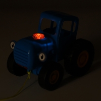 Музыкальная каталка детская на верёвке &laquo;Синий трактор&raquo;, 20 песен, стихов звуков, свет