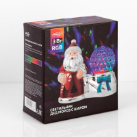 Световой прибор &laquo;Дед Мороз с шаром&raquo; 10 см, свечение RGB, 220 В