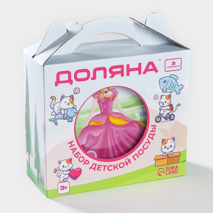 Набор детской посуды из керамики Доляна &laquo;Волшебница&raquo;, 3 предмета: кружка 230 мл, миска 400 мл, тарелка d=18 см, цвет белый