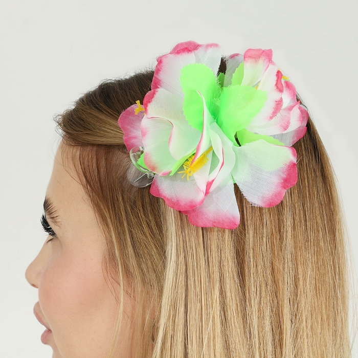 Гавайский набор «Тропики»: юбка, зажим, венок, цвет розовый Гавайский набор «Тропики»: юбка, зажим, венок, цвет розовый