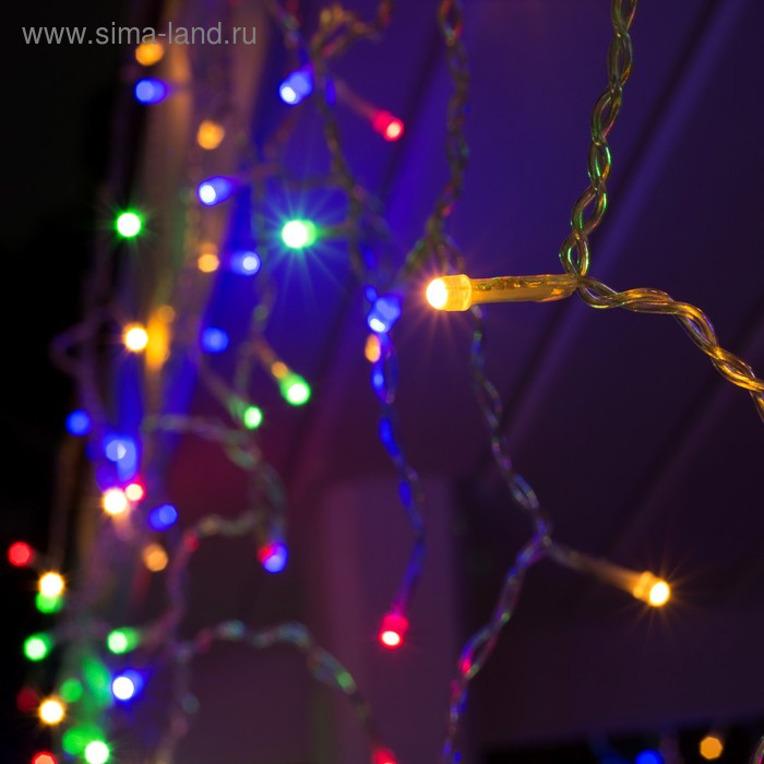 Гирлянда &laquo;Бахрома&raquo; 3 &times; 0.6 м, IP44, УМС, прозрачная нить, 160 SMD-LED, свечение мульти, 220 В