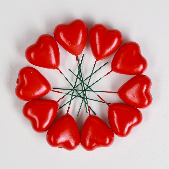 Штекер "Сердечко" красное, 3,5х3,5х2см / набор 10шт