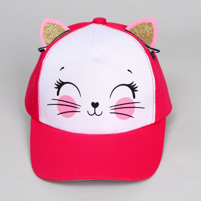 Кепка детская для девочки &laquo;Кошечка-красотка&raquo;, с заколочками, р-р. 52-54, 5-7 лет