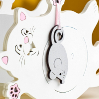 Кашпо деревянное "Котик с мышкой" малый 19х7,5х12 см белый Кашпо деревянное "Котик с мышкой" малый 19х7,5х12 см белый