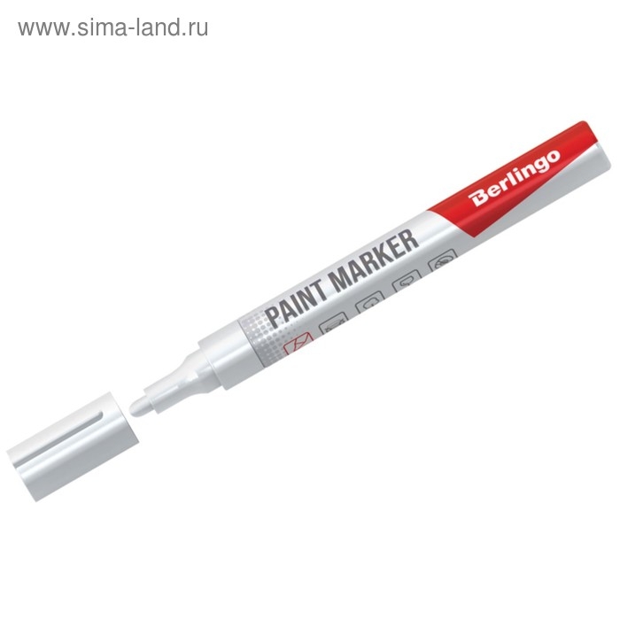 Маркер-краска (лаковый) 4.0 мм Berlingo белая, нитро-основа Маркер-краска (лаковый) 4.0 мм Berlingo белая, нитро-основа