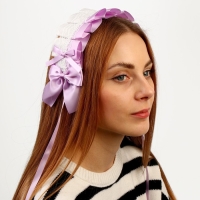 Карнавальная повязка &laquo;Лолита&raquo;, цвет сиреневый с белым кружевом