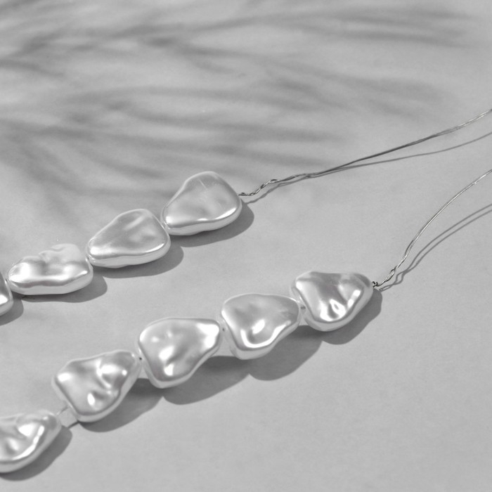 Бусины пластиковые на нити &laquo;Жемчуг&raquo; 14&times;11 мм, (набор 100 шт.), цвет белый