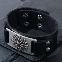 Браслет-оберег &laquo;Коловрат&raquo; солнце, цвет чёрный с чернёным серебром, 23 см