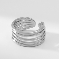 Кольцо металл &laquo;Тренд&raquo; три полосы, мини, цвет серебро, безразмерное