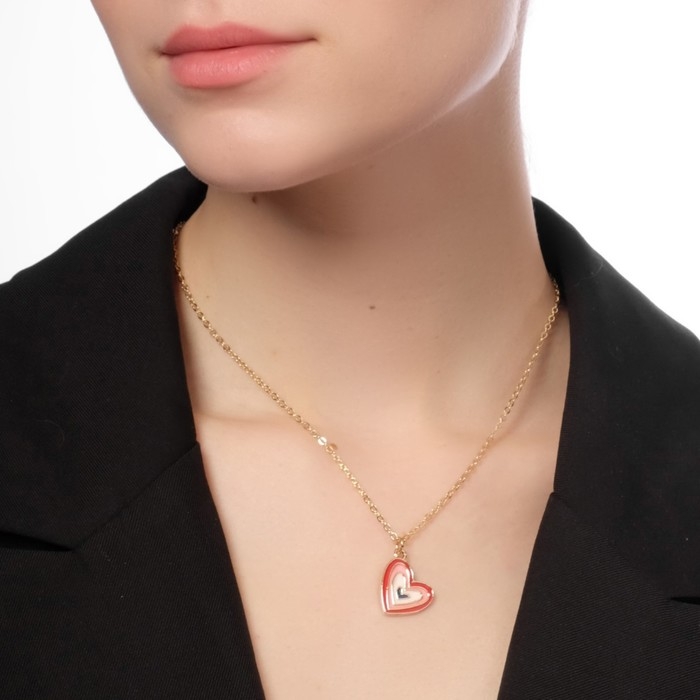 Кулон &laquo;Сердце&raquo; иллюзия, цветной в золоте, 47 см