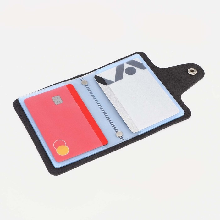 Визитница на кнопке, 12 карт, цвет чёрный Визитница на кнопке, 12 карт, цвет чёрный