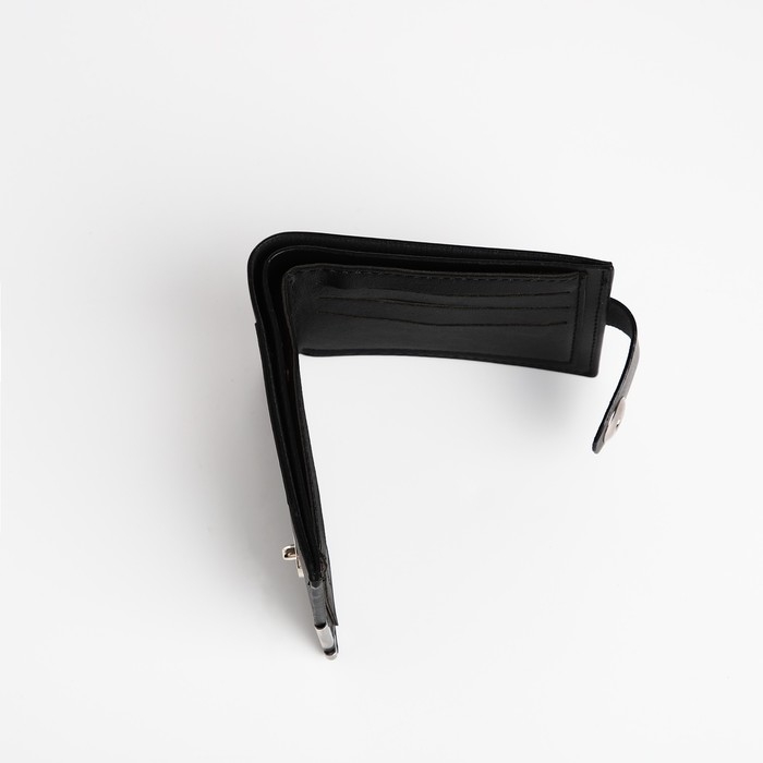 Портмоне мужское на магните, отдел для купюр, для карт, для монет, цвет чёрный Портмоне мужское на магните, отдел для купюр, для карт, для монет, цвет чёрный