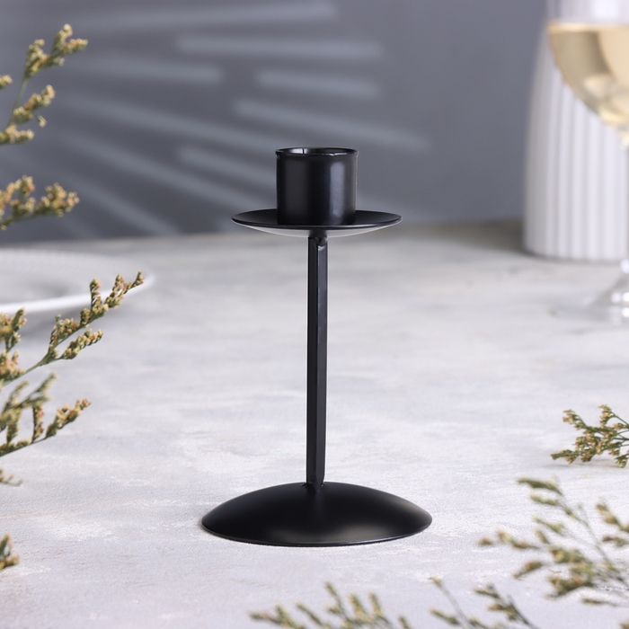 Подсвечник "Боб" металл на 1 свечу, 7,4х12 см, черный