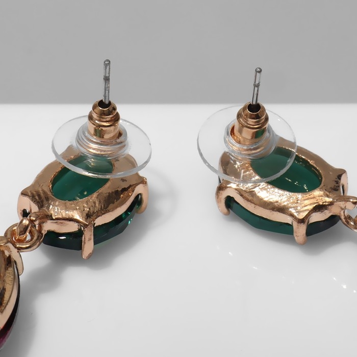 Серьги со стразами «Клео» капли, цветные в золоте Серьги со стразами «Клео» капли, цветные в золоте