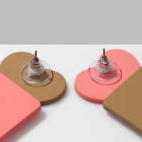 Серьги &laquo;Сердце&raquo; с квадратом, цвет розово-коричневый