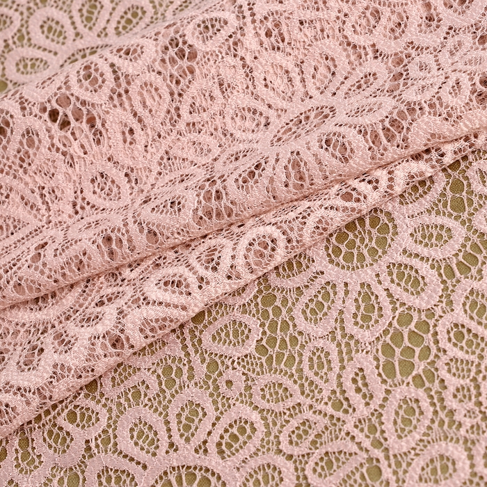 Кружевная эластичная ткань, 190 мм &times; 2,7 &plusmn; 0,5 м, цвет розово-бежевый