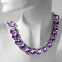 Колье &laquo;Драгоценность&raquo; прямоугольники, цвет сиреневый в серебре, 32 см