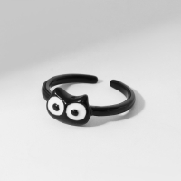 Кольцо &laquo;Монстрики&raquo; котик, цвет чёрный