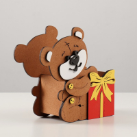 Подарочная упаковка "Мишка с подарком" 17х8х16 см, Дуб-красный Подарочная упаковка "Мишка с подарком" 17х8х16 см, Дуб-красный