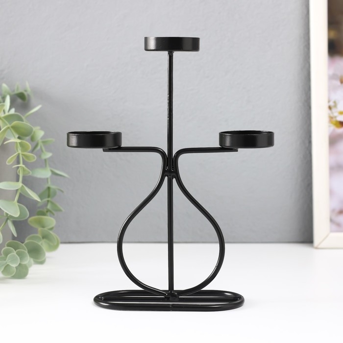 Подсвечник металл на 3 свечи "Бутылочка" d=4 см чёрный 15,5х6х21 см