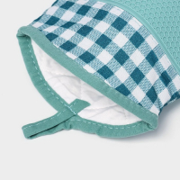 Рукавица для горячего с манжетой Доляна &laquo;Клетка&raquo;, силикон, 27&times;18,5 см, цвет мятный